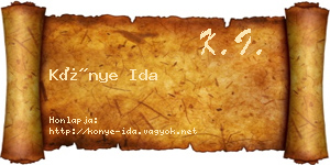 Könye Ida névjegykártya